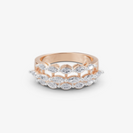 Load image into Gallery viewer, Marquise Leaf Row Ring | 925 Sterling Silver Gold-Plated Statement Ring