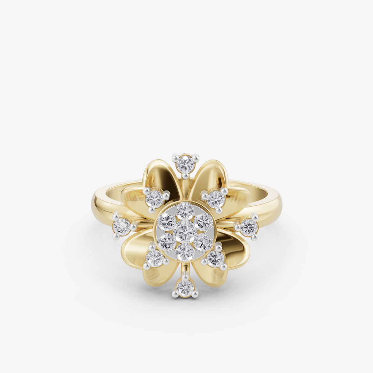 Scattered bloom cluster ring | 925 sterling silver gold plated flower ring