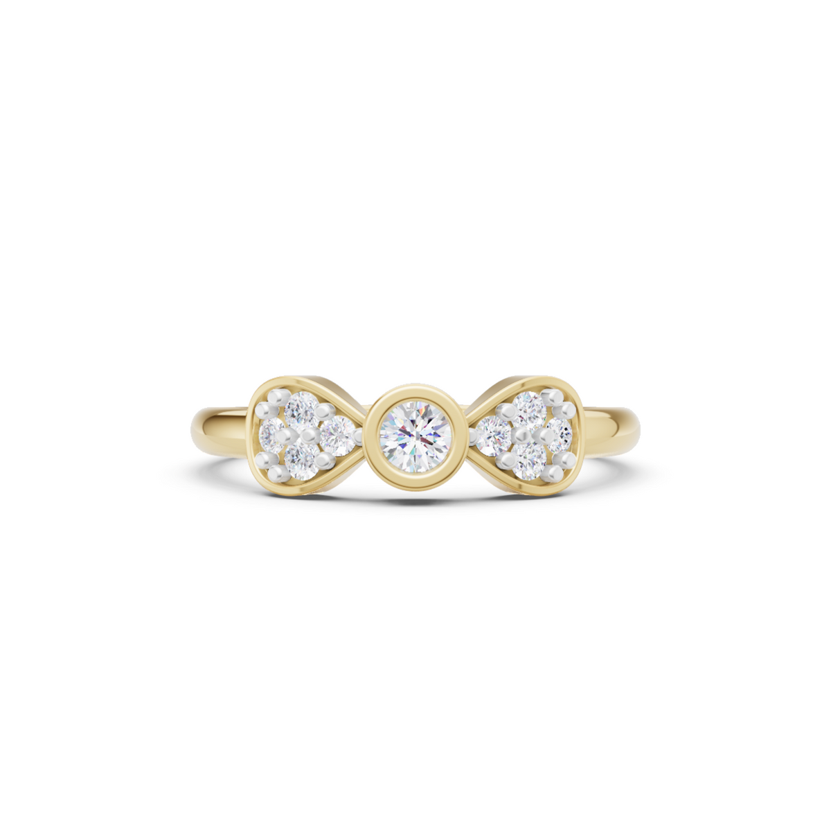 Bow trio cluster ring | 925 sterling silver gold plated three section ring