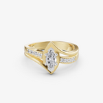 Load image into Gallery viewer, Marquise Solitaire Bypass Ring | 925 Sterling Silver Split Shank Ring