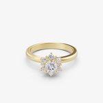 Load image into Gallery viewer, Sunburst Halo Ring | 925 Sterling Silver Vintage-Inspired Engagement Ring