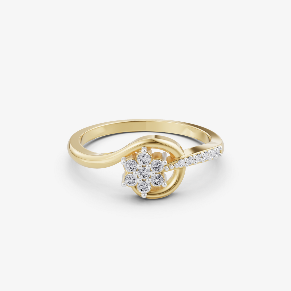 Knotted cluster ring | 925 sterling silver gold plated flower ring