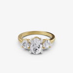 Load image into Gallery viewer, Trio Radiance Three-Stone Ring | 925 Silver Gold Plated Engagement Ring