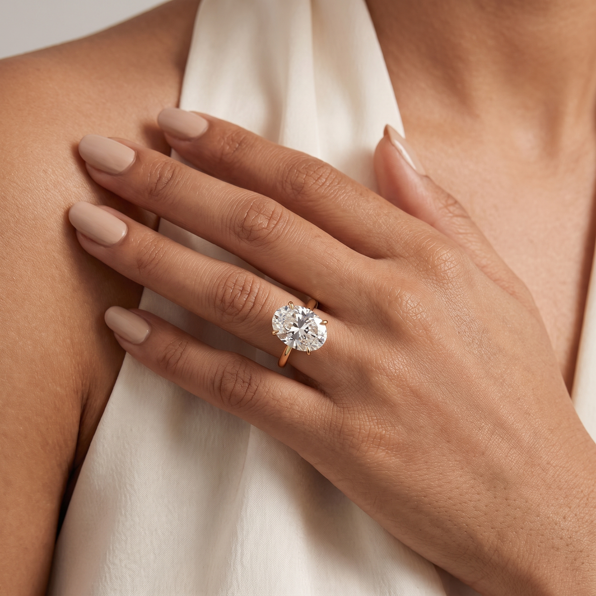 Oval solitaire ring | 925 sterling silver gold plated engagement ring