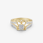 Load image into Gallery viewer, Open Butterfly Pave Ring | 925 Sterling Silver Gold Plated Split Shank Ring