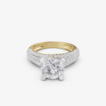 Load image into Gallery viewer, Round Solitaire Ring with Pave Dome Band | 925 Silver Gold & Silver Plated Ring