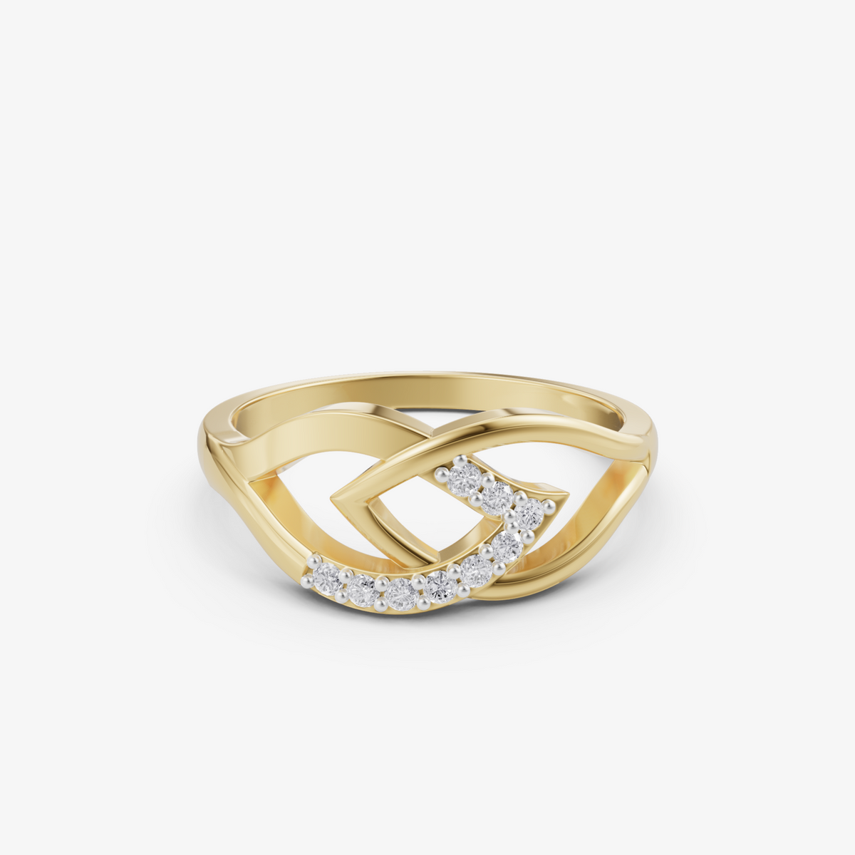 Interwoven leaf ring | 925 sterling silver gold plated wave ring