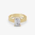 Load image into Gallery viewer, Fluted Emerald-Cut Solitaire Ring | 925 Silver Gold Plated Ring