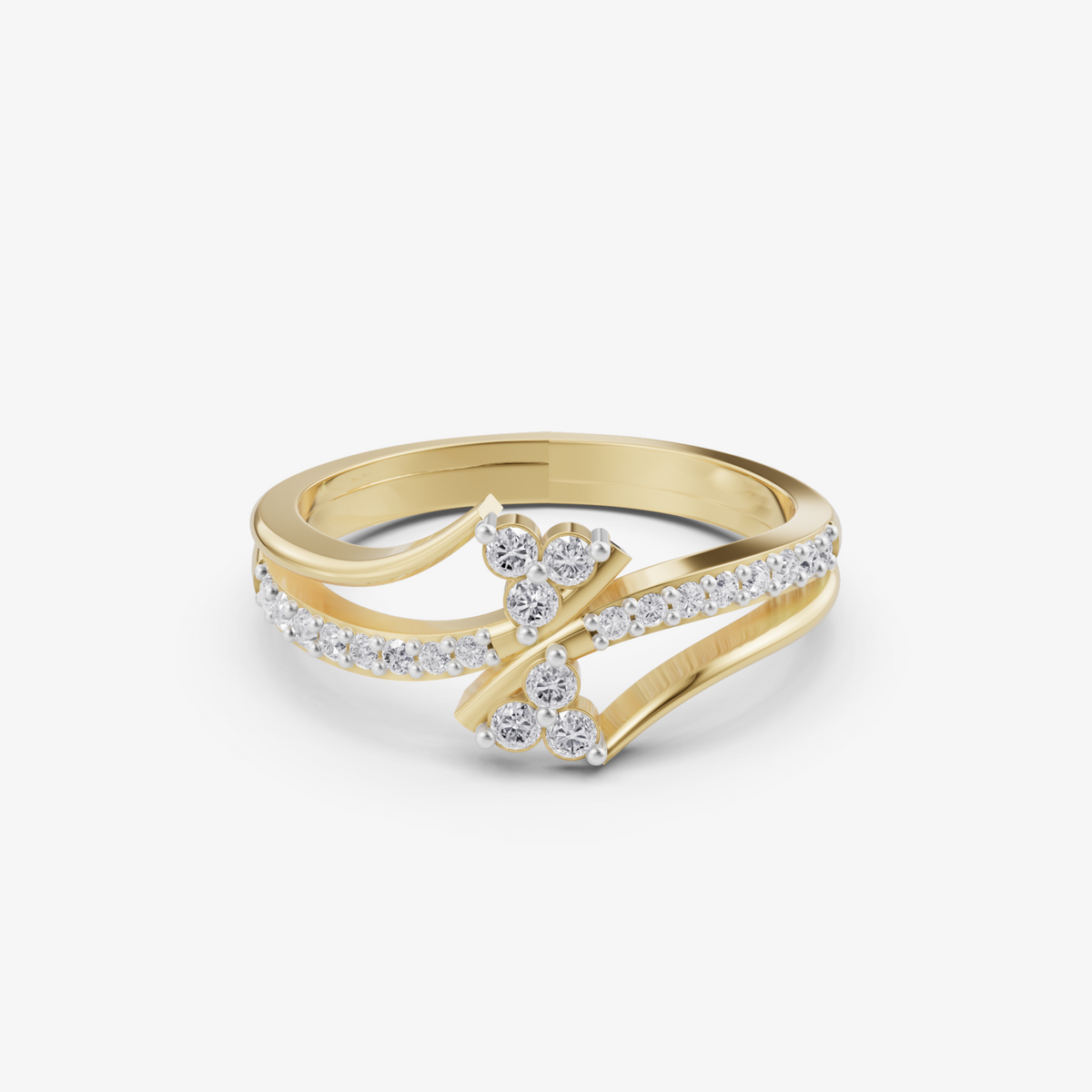Wave cluster ring | 925 sterling silver gold plated split band ring