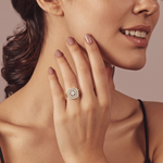 Load image into Gallery viewer, Double Square Halo Ring | 925 Sterling Silver Gold Plated Statement Ring