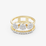 Load image into Gallery viewer, Twin Cluster Curve Ring | 925 Sterling Silver Gold-Plated Double Band Ring