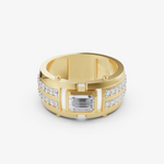 Load image into Gallery viewer, Emerald Cut Bezel Signet Ring | 925 Sterling Silver Gold Plated Band Ring