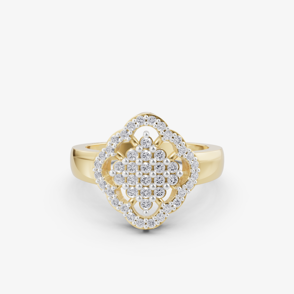 Scalloped pave cocktail ring | 925 sterling silver gold plated statement ring
