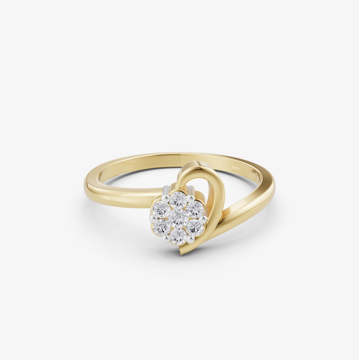 Heart swirl cluster ring | 925 sterling silver gold plated open heart ring