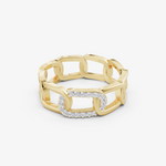 Load image into Gallery viewer, Link Chain Pave Ring | 925 Sterling Silver Gold Plated Paperclip Chain Ring