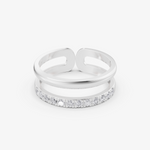 Load image into Gallery viewer, Duo Wave Open Ring | 925 Silver Gold Plated Double Band Ring