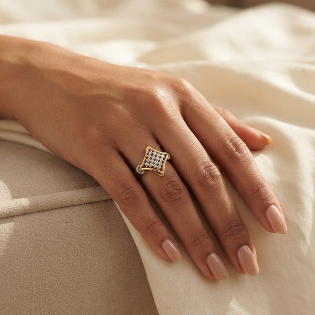 Eternal Embrace Halo Ring | 925 Silver Gold Plated Engagement Ring
