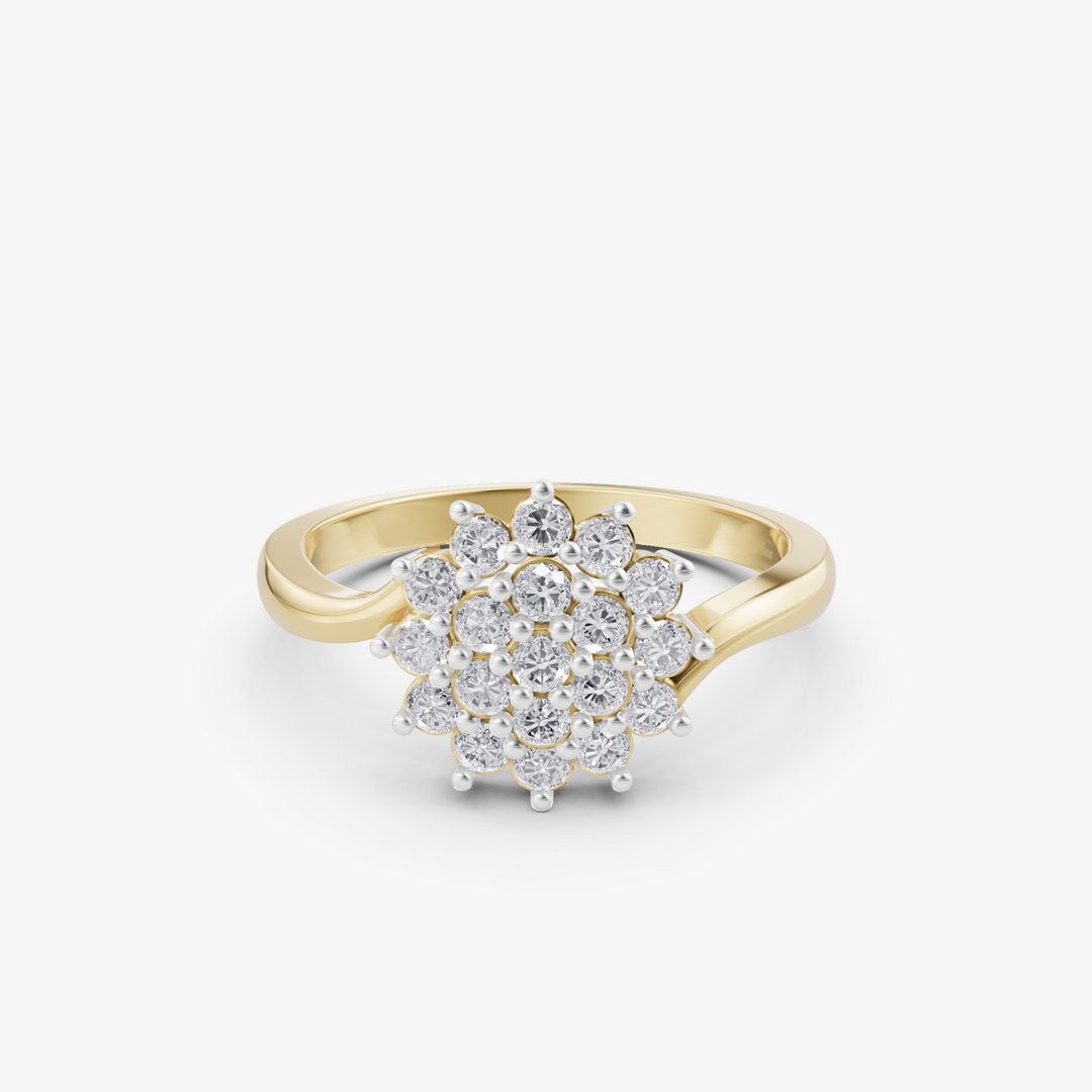 Blooming Grace Cluster Ring | 925 Silver Gold Plated Flower Ring