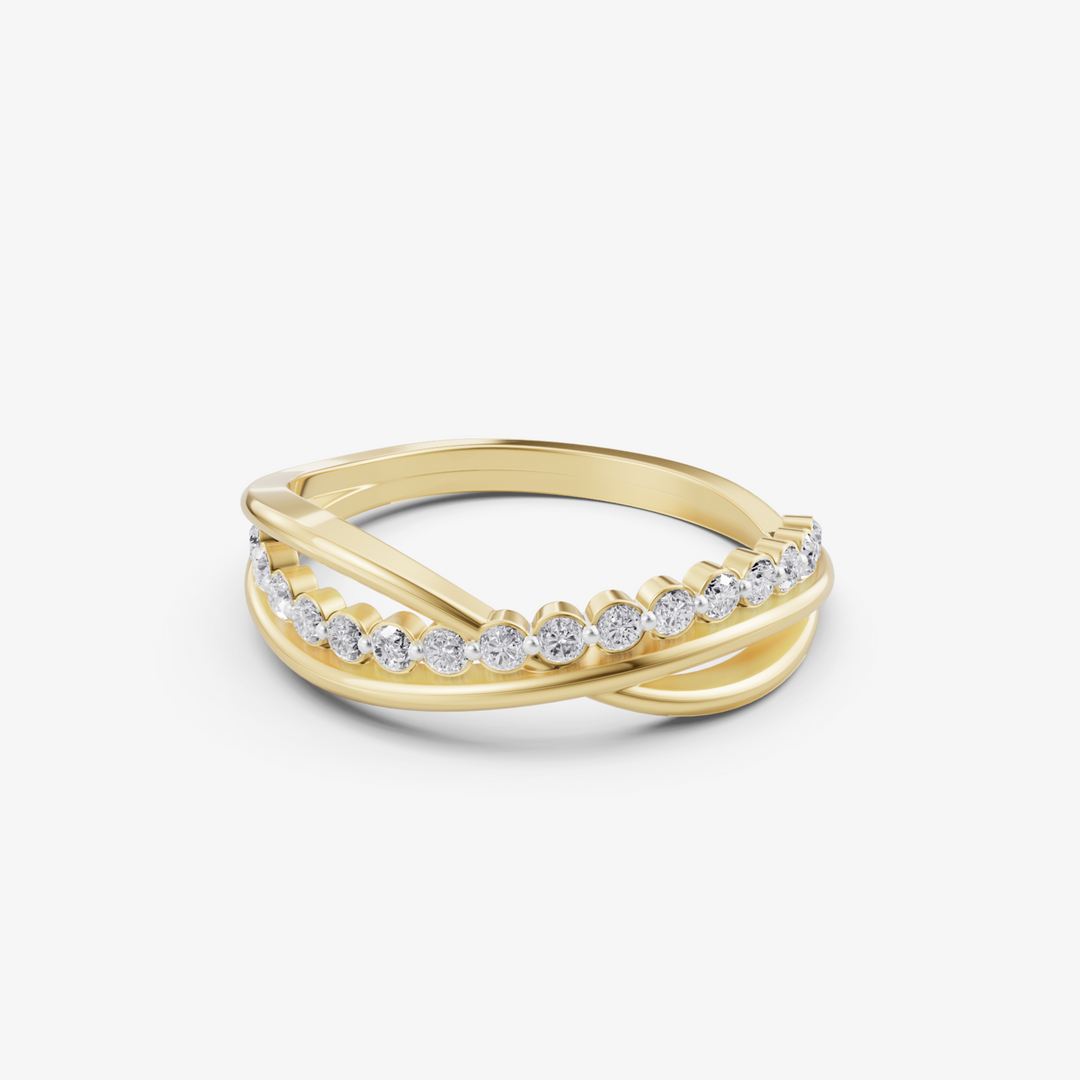 Criss-Cross Bezel Ring | 925 Silver Gold & Silver Plated Ring