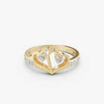 Load image into Gallery viewer, Scattered Stone Heart Ring | 925 Sterling Silver Gold-Plated Open Heart Ring
