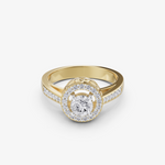 Load image into Gallery viewer, Classic Halo Engagement Ring with Scalloped Shank | 925 Silver Gold &amp; Silver Plated Ring
