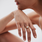 Load image into Gallery viewer, Bezel Solitaire Beaded Ring | 925 Sterling Silver Gold Plated Ring
