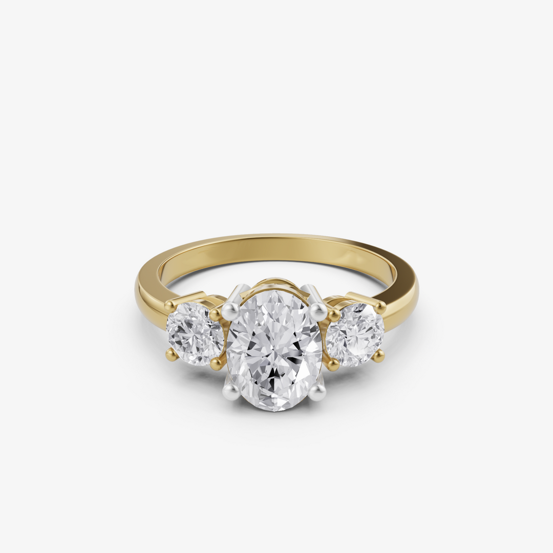 Trio Radiance Three-Stone Ring | 925 Silver Gold Plated Engagement Ring