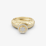 Load image into Gallery viewer, Sculpted Dome Halo Ring | 925 Silver Gold Plated Statement Band
