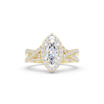 Load image into Gallery viewer, Marquise Halo Twist Ring | 925 Sterling Silver Gold Plated Engagement Ring
