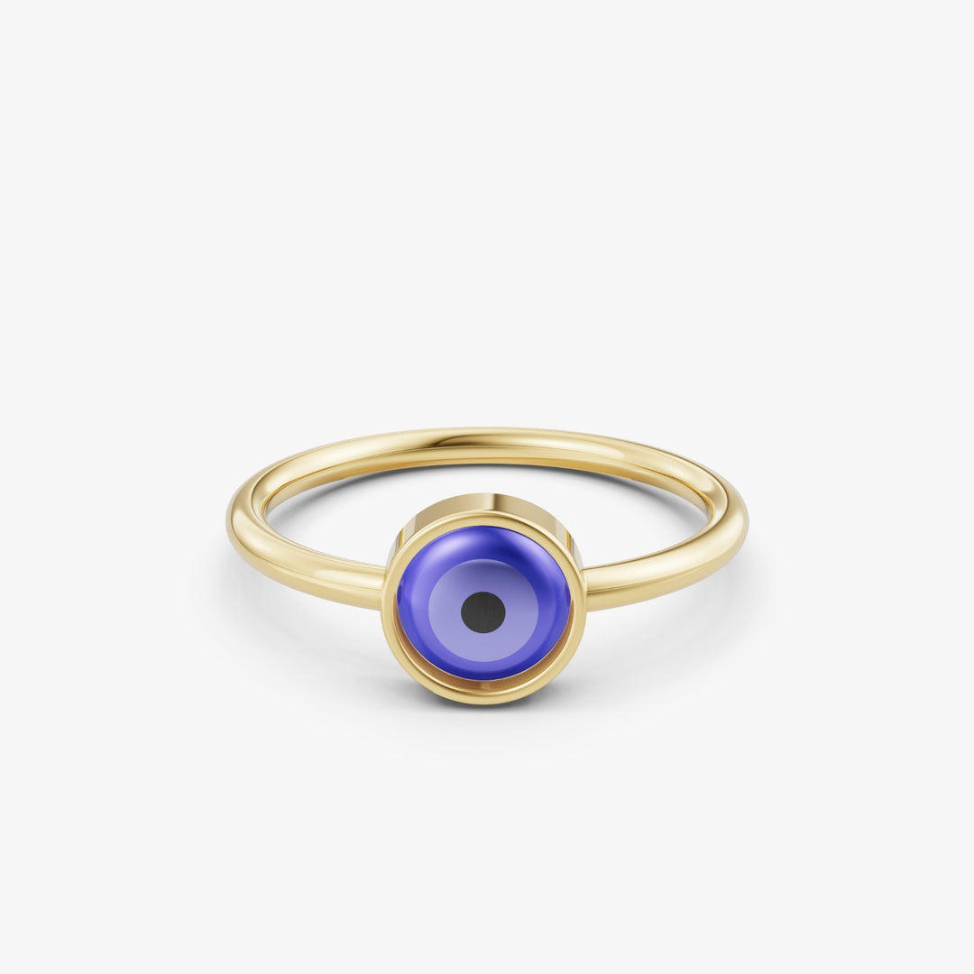 Classic Evil Eye Ring | 925 Silver Gold Plated Enamel Ring
