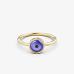 Load image into Gallery viewer, Classic Evil Eye Ring | 925 Silver Gold Plated Enamel Ring
