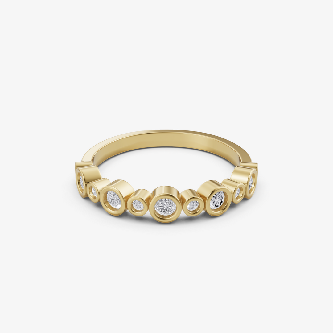 Graduated Bezel Bubble Band Ring | 925 Silver Gold & Silver Plated Ring