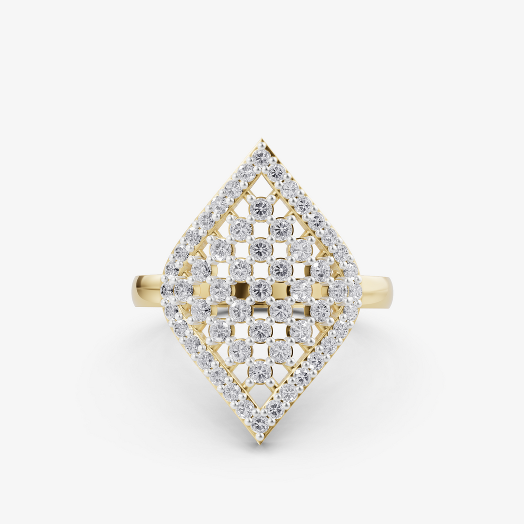 Diamond Lattice Kite Ring | 925 Silver Gold Plated Statement Ring