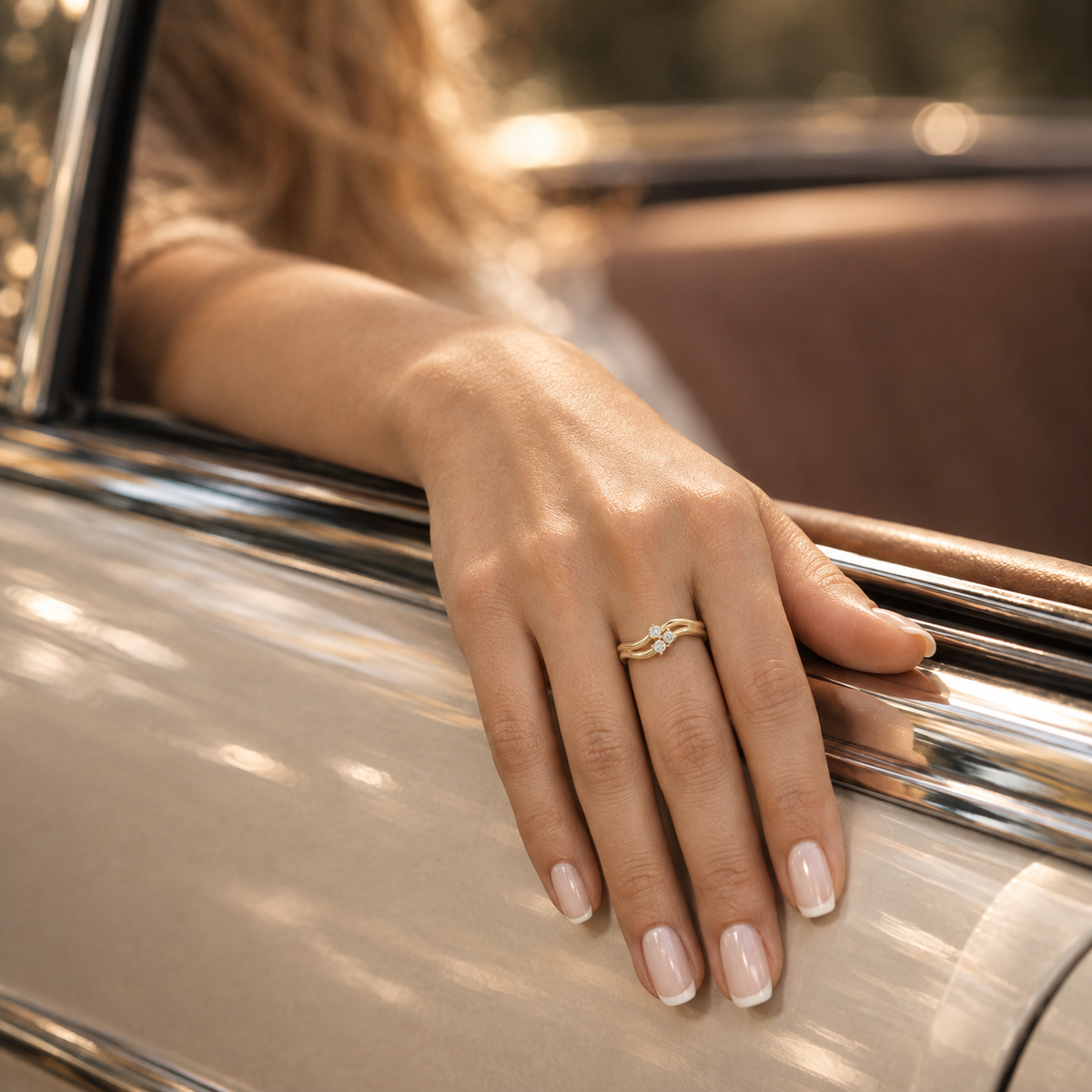 Quad stone wave ring | 925 silver gold plated minimalist ring