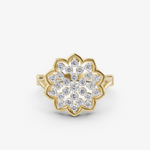 Load image into Gallery viewer, Lotus Mandala Statement Ring | 925 Silver Gold Plated Vintage Flower Ring
