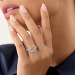 Load image into Gallery viewer, Marquise Cage Cluster Ring | 925 Sterling Silver Gold Plated Diamond-Shaped Statement Ring
