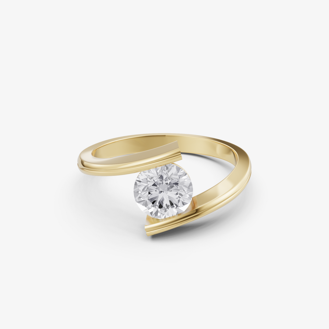 Embrace Tension-Set Solitaire Ring | 925 Silver Gold Plated Modern Ring