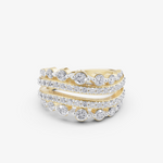 Load image into Gallery viewer, Multi-Row Graduated Ring | 925 Sterling Silver Gold-Plated Wide Band Ring
