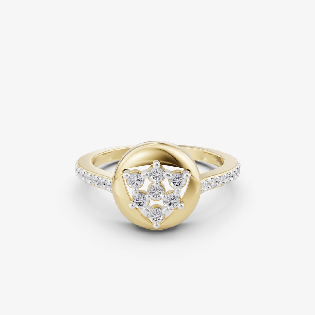 Trinity Cluster Dome Ring | 925 Silver Gold Plated Pave Band Ring
