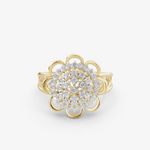 Load image into Gallery viewer, Scalloped Flower Halo Ring | 925 Sterling Silver Gold-Plated Cocktail Ring
