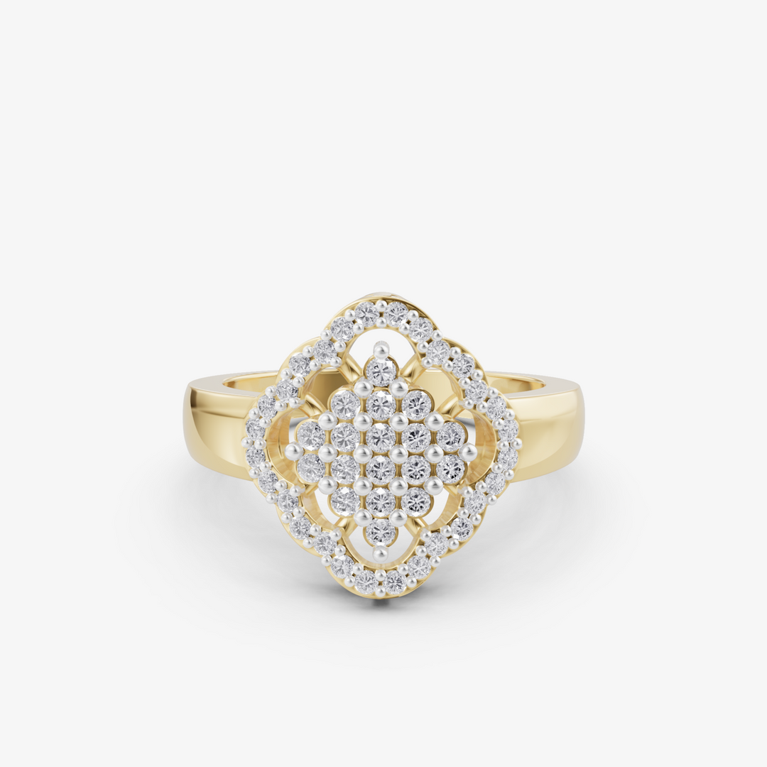 Scalloped Pave Cocktail Ring | 925 Sterling Silver Gold-Plated Statement Ring