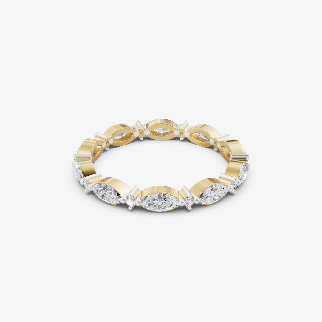 Marquise Cut Eternity Band Ring | 925 Silver Gold & Silver Plated Ring
