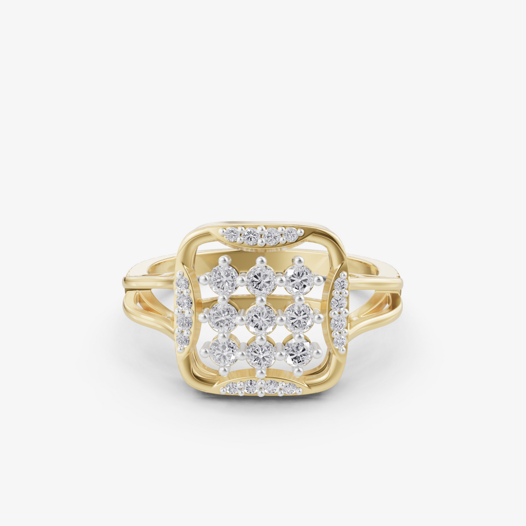 Framed Grid Cluster Ring | 925 Sterling Silver Square Statement Ring