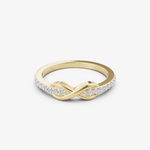 Load image into Gallery viewer, Infinity Knot Pave Ring | 925 Silver Gold Plated Symbolic Ring
