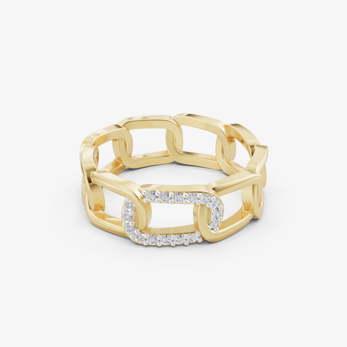 Link chain pave ring | 925 sterling silver gold plated  paperclip chain ring