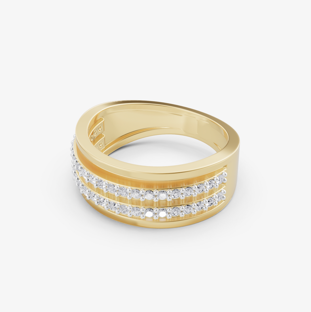 Double Row Pave Band | 925 Sterling Silver Gold-Plated Ring