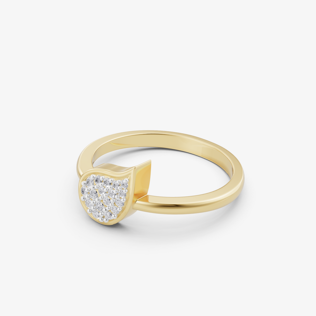 Paisley Droplet Pave Ring | 925 Sterling Silver Gold Plated Teardrop Ring