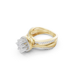 Load image into Gallery viewer, Floral Halo Split Shank Ring | 925 Silver Gold &amp; silver Cluster Ring
