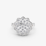 Load image into Gallery viewer, Lotus Mandala Statement Ring | 925 Silver Gold Plated Vintage Flower Ring
