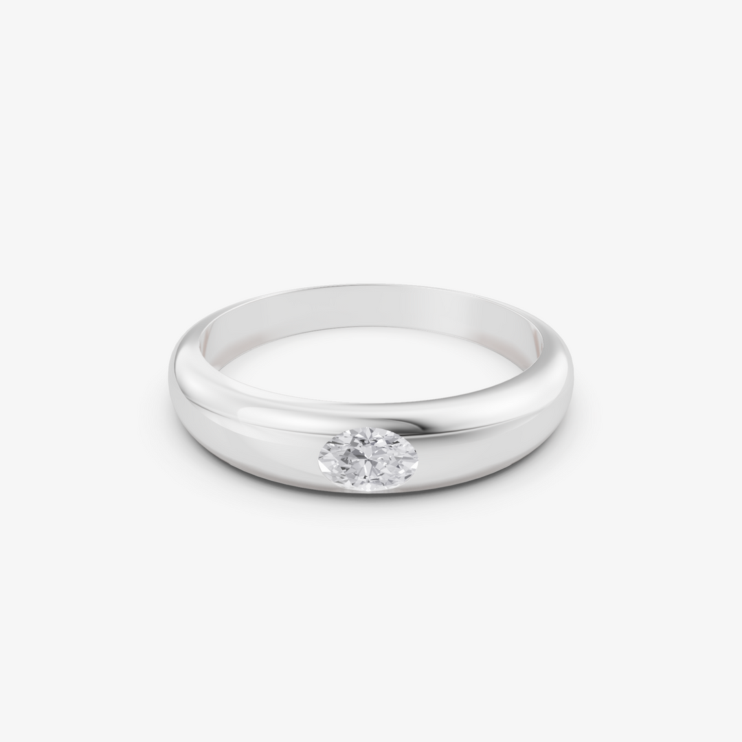 Oval Gypsy Set Dome Ring | 925 Silver Gold & Silver Plated Ring